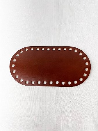 Base Couro Oval 9x17cm Marrom