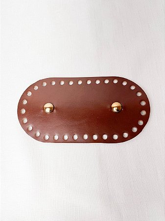 Base Couro Oval 9x17cm com Bailarina-Marrom/Dourado
