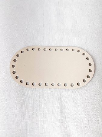 Base Couro Oval 9x17cm Bege