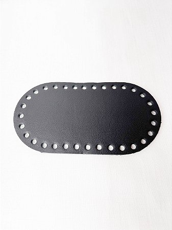 Base Couro Oval 9x17cm Preto