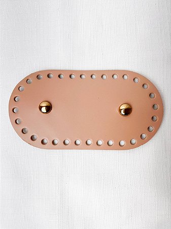 Base Couro Oval 9x17cm com Bailarina-Caramelo Claro/Dourado