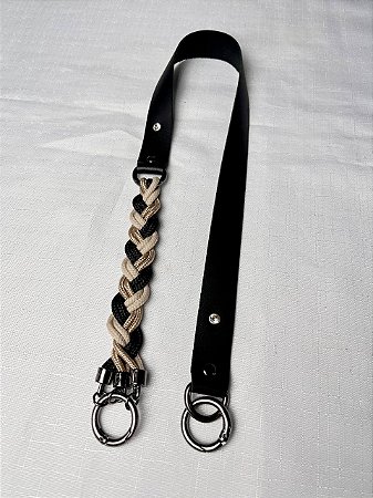 Alça de Ombro Corda Trançado 70cm - Preto/Ônix