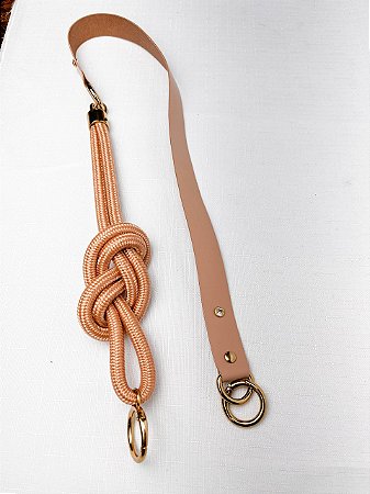 Alça de Ombro Corda Infinito 80cm - Caramelo Claro/Dourado