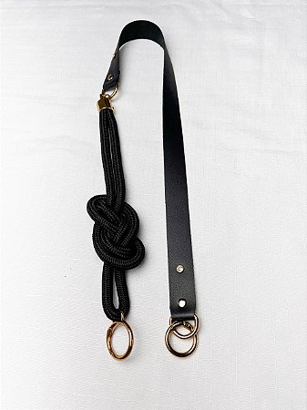 Alça de Ombro Corda Infinito 80cm - Preto/Dourado