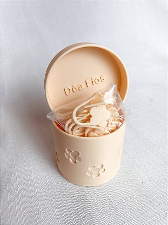 Porta Marcadores Pontos + 20un Flor - Bege