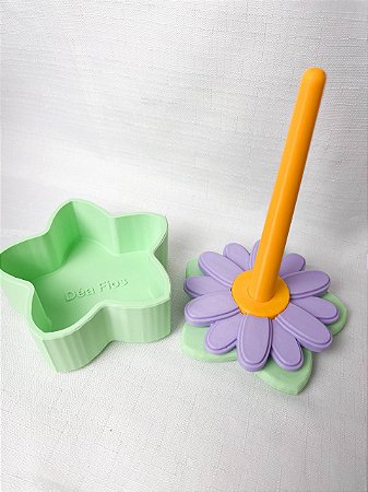 Porta Fio c/Porta Marcador Flor de Lótus - Verde Água/Lilás