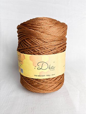Fio Néctar 3mm - 500g-300m - Poliéster - Mocaccino Lurex Dourado