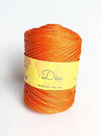 Fio Néctar 3mm - 500g-200m - Poliéster - Tangerina Lurex Dourado