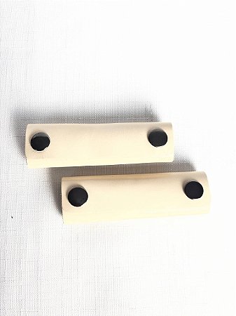Apoio de Mão p/ Alça Couro Legítimo 3,5x10cm - Bege/Ônix