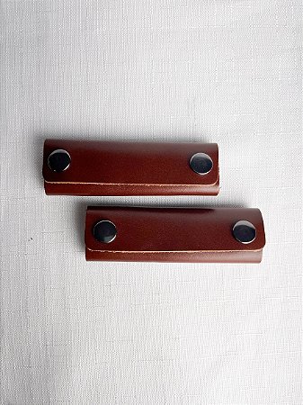 Apoio de Mão p/ Alça Couro Legítimo 3,5x10cm - Marrom/Ônix