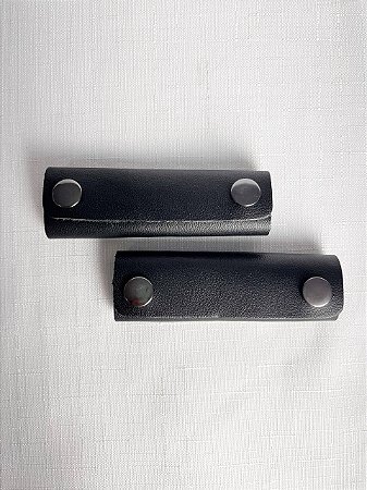 Apoio de Mão p/ Alça Couro Legítimo 3,5x10cm - Preto/Ônix