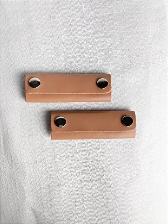 Apoio de Mão p/ Alça Couro Legítimo 3,5x10cm - Caramelo Claro/Niquel