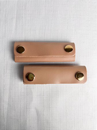 Apoio de Mão p/ Alça Couro Legítimo 3,5x10cm - Caramelo Claro/Dourado