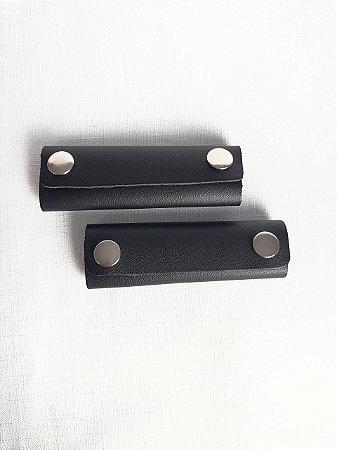 Apoio de Mão p/ Alça Couro Legítimo 3,5x10cm - Preto/Niquel