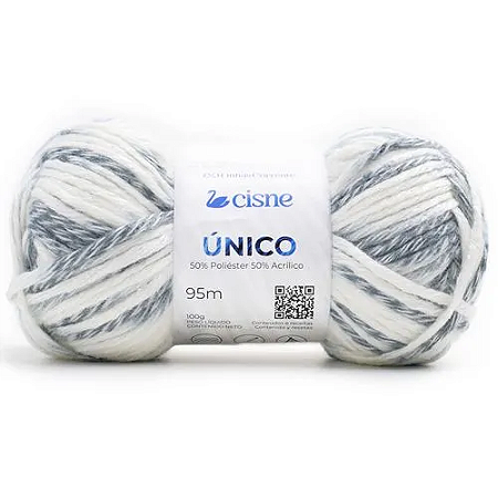 Fio CISNE UNICO 100gr 50% Poliester 50% Acrilico-00904 Mescla Cinza