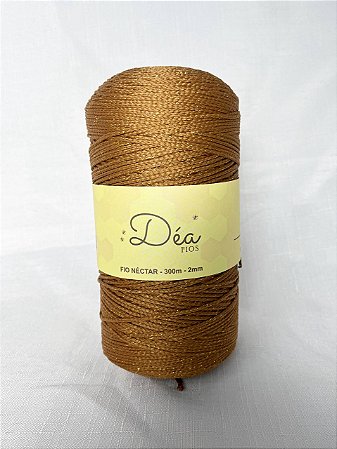 Fio Néctar 2mm - 300g-350m - Poliéster - Cor:Mocaccino Lurex Dourado