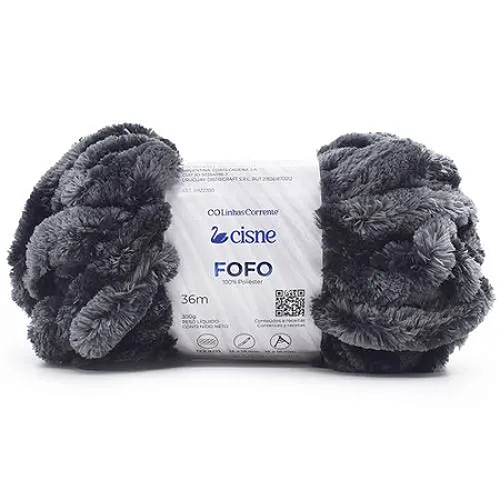 Fio/Lã CISNE FOFO 300g 36m 100% Poliester - Preto 000PT
