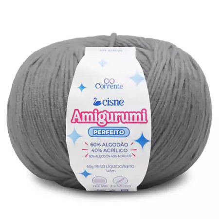 Fio Cisne Amigurumi Perfeito 145m-65g 100% Algodão-Cinza Quente 03039