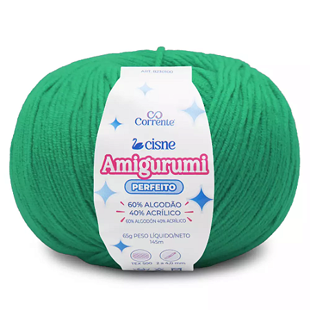 Fio Cisne Amigurumi Perfeito 145m-65g 100% Algodão-Verde Folha 03033