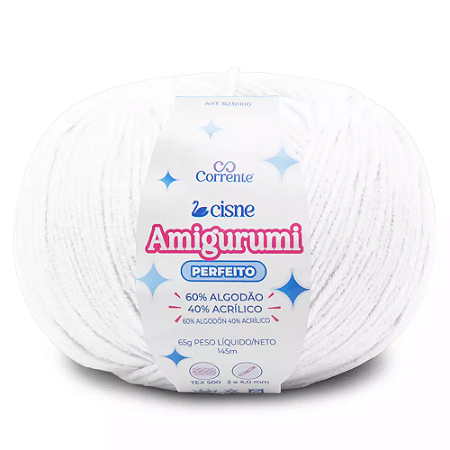 Fio Cisne Amigurumi Perfeito 145m-65g 100% Algodão-Branco 0000B