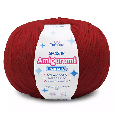 Fio Cisne Amigurumi Perfeito 145m-65g 100% Algodão-Vermelho Tomate 03022
