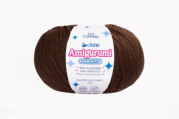 Fio Cisne Amigurumi Perfeito 145m-65g 100% Algodão-Marrom Café 03008