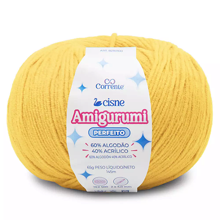 Fio Cisne Amigurumi Perfeito 145m-65g 100% Algodão-Amarelo 03011