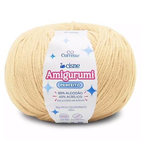 Fio Cisne Amigurumi Perfeito 145m-65g 100% Algodão-Amarelo Claro 03010