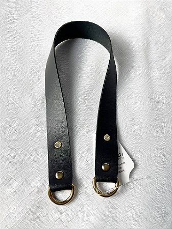 Meia Alça 3x47cm - Preto Dourado c/ strass