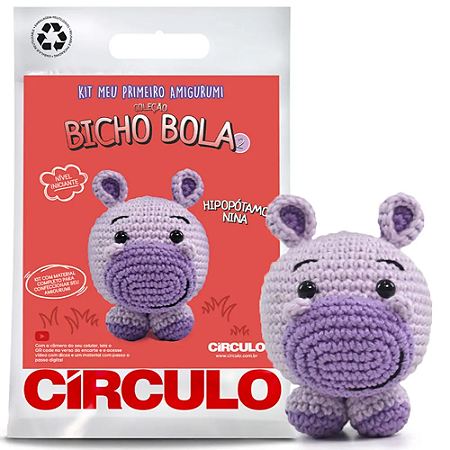 Kit Amigurumi - Bicho Bola 2 - Hipopótamo Nina