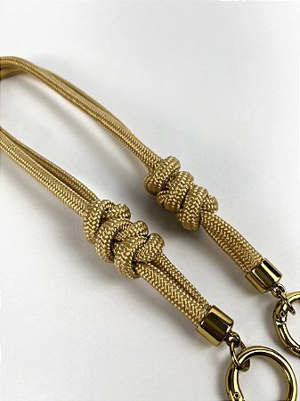Alça Midi Corda Déa Fios Nó Triplo - 60cm - Bege / Dourado