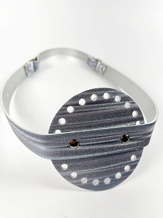 Porta Vinho Simples 10x35cm Couro Déa Fios Brilho Prata/Níquel