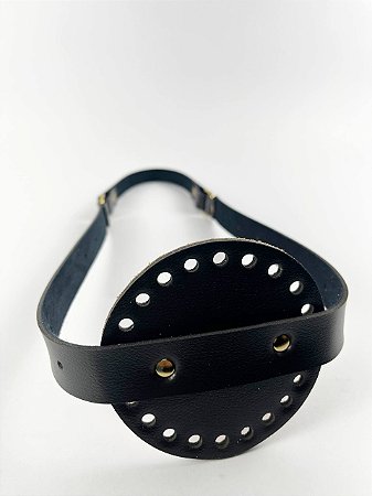 Porta Vinho Simples 10x35cm Couro Déa Fios Preto/Dourado