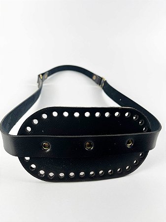 Porta Vinho Duplo 17x35cm Couro Déa Fios Preto/Dourado