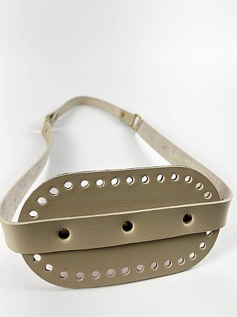 Porta Vinho Duplo 17x35cm Couro Déa Fios Bege/Dourado