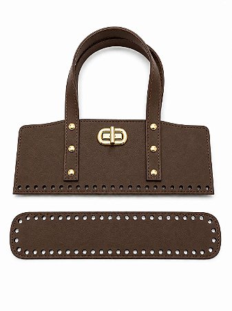 Kit Office Sintético Montana 28x11cm Base 6x30cm Déa Fios Marrom/Dourado