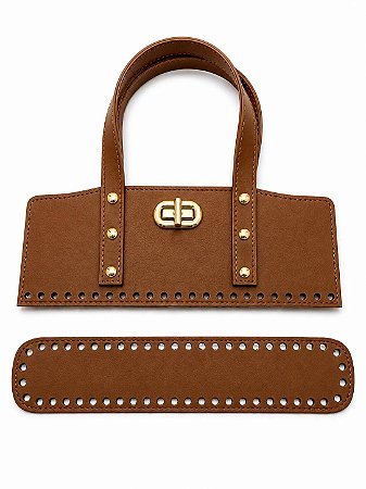 Kit Office Sintético Montana 28x11cm Base 6x30cm Déa Fios Caramelo Escuro/Dourado