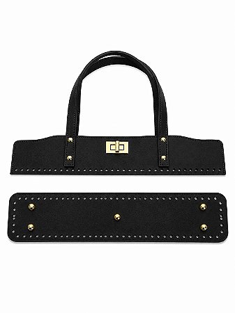 Kit Office Sintético Montana 40x7cm  Base 8x40cm Déa Fios Preto/Dourado
