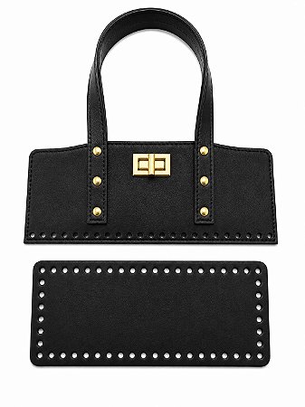 Kit Office Sintético Montana 28x11cm Base 10x25cm Déa Fios Preto/Dourado
