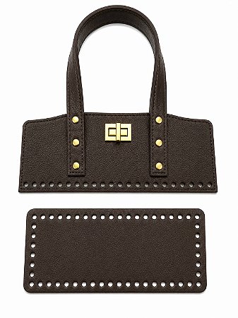 Kit Office Sintético Montana 28x11cm Base 10x25cm Déa Fios Marrom/Dourado