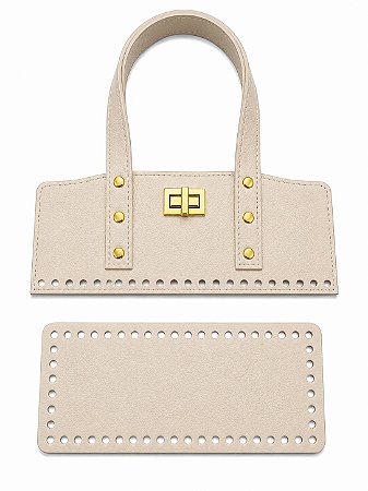 Kit Office Sintético Montana 28x11cm Base 10x25cm Déa Fios Bege/Dourado