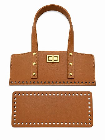 Kit Office Sintético Montana 28x11cm Base 10x25cm Déa Fios Caramelo Escuro/Dourado