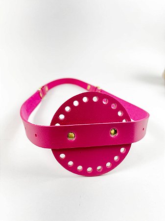 Porta Vinho Simples 10x35cm Couro Déa Fios Cor:Pink/Dourado