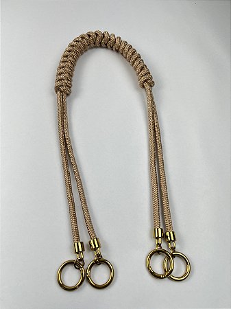 Alça de Ombro Corda Déa Fios Ponta Dupla 70cm Champagne Escuro/Dourado