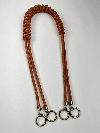 Alça de Ombro Corda Déa Fios Ponta Dupla 70cm Terracota/Dourado