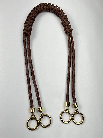 Alça de Ombro Corda Déa Fios Ponta Dupla 70cm Marrom/Dourado