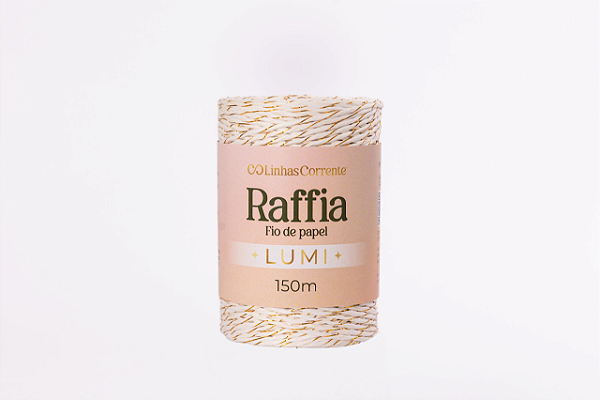RAFFIA Lumi Corrente 150m/100g-99%Papel/Viscose 1%Poliester Cor: Marfim Imperial