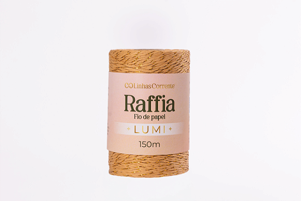 RAFFIA Lumi Corrente 150m/100g-99%Papel/Viscose 1%Poliester Cor: Areia de Ouro