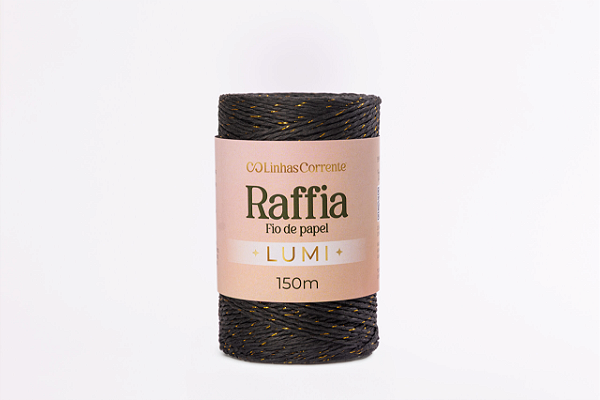 RAFFIA Lumi Corrente 150m/100g-99%Papel/Viscose 1%Poliester Cor: Preto