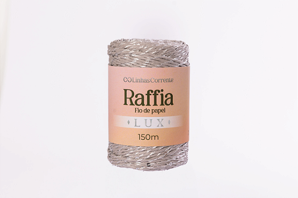 RAFFIA Lux Corrente 150m/125g-72%Papel/Viscose 28%Poliester Cor: Cinza Silver